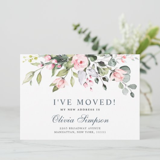 Cartes de Faire-part de déplacement Eucalyptus Aqu (Debout devant)