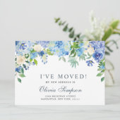 Cartes de Faire-part de déplacement Floral Blue Hy (Debout devant)