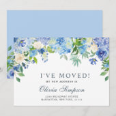 Cartes de Faire-part de déplacement Floral Blue Hy (Devant / Derrière)