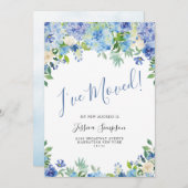 Cartes de Faire-part de déplacement Floral Blue Hy (Devant / Derrière)