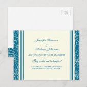 Cartes de faire-part de fiançailles Bleu et Crème (Devant / Derrière)