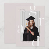 Cartes de Faire-part de graduation en typographie  (Devant / Derrière)