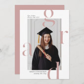 Cartes de Faire-part de graduation en typographie  (Devant / Derrière)