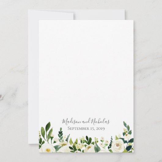Cartes de Faire-part de mariage à fleurs blanches (Dos)