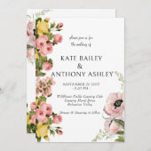 Cartes de Faire-part de mariage à motifs floraux j (Devant / Derrière)