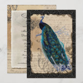 Cartes de faire-part de mariage Ancien Paon 5x7 no (Devant / Derrière)