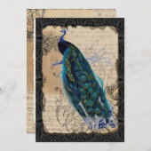 Cartes de faire-part de mariage Ancien Paon 5x7 Sa (Devant / Derrière)