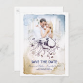 Cartes de faire-part de mariage aux aquarelles nau (Devant / Derrière)