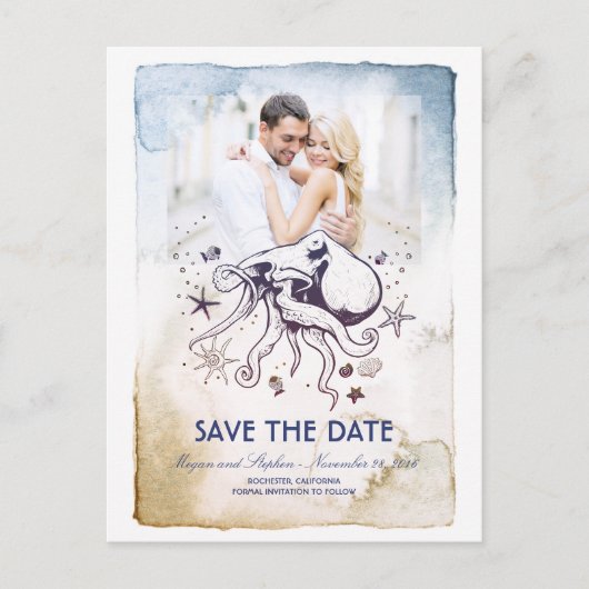 Cartes de faire-part de mariage aux aquarelles nau (Devant)