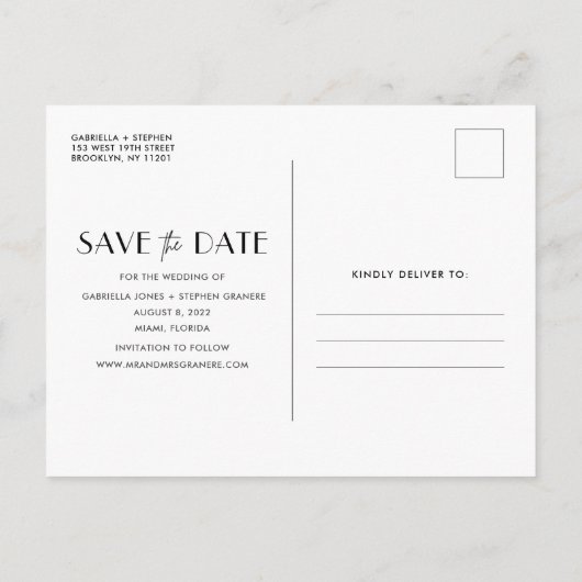 Cartes de faire-part de mariage avec photo moderne (Dos)