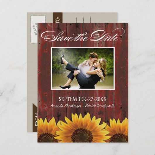 Cartes de Faire-Part de Mariage Country Wood Rusti (Devant / Derrière)