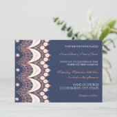 Cartes de Faire-part de mariage de la dentelle ble (Debout devant)