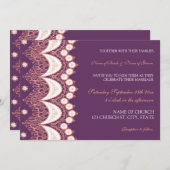 Cartes de Faire-part de mariage de la dentelle de  (Devant / Derrière)