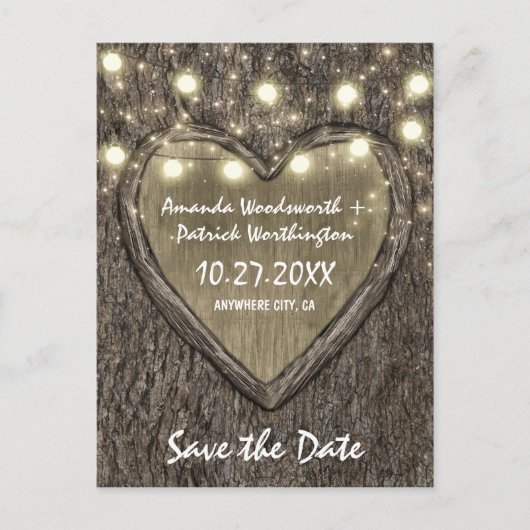 Cartes de Faire-Part de Mariage en Chêne Sculpté R (Devant)