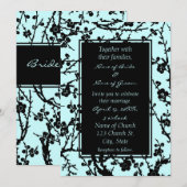 Cartes de Faire-part de mariage florale turquoise (Devant / Derrière)