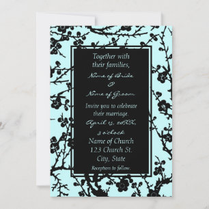 Cartes de Faire-part de mariage florale turquoise 