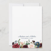 Cartes de Faire-part de mariage florales de la Mar (Dos)