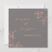 Cartes de Faire-part de mariage florales grises de (Dos)