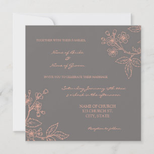 Cartes de Faire-part de mariage florales grises de