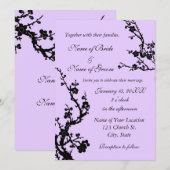 Cartes de Faire-part de mariage florales noires et (Devant / Derrière)