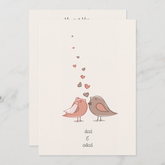 cartes de faire-part de mariage inséparables migno (Devant / Derrière)