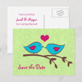 Cartes de faire-part de mariage Love Birds sur fon (Devant / Derrière)