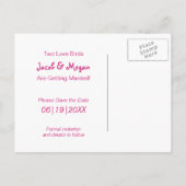 Cartes de faire-part de mariage Love Birds sur fon (Dos)