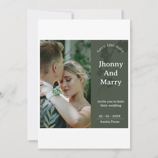 Cartes de faire-part de mariage photo de script si (Devant)