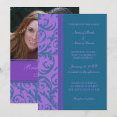 Cartes de Faire-part de mariage photo Turquoises d (Devant / Derrière)