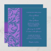 Cartes de Faire-part de mariage Turquoises et viol (Devant / Derrière)