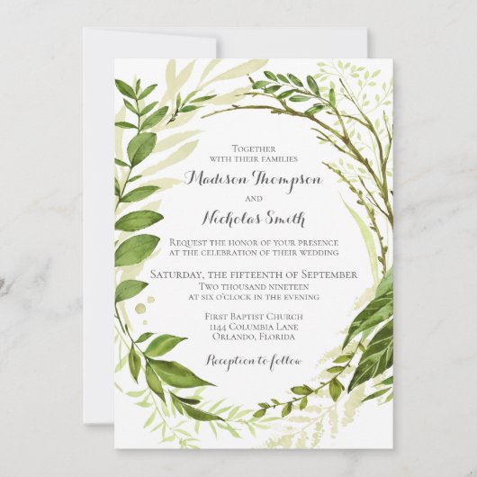 Cartes de Faire-part de mariage vertes (Devant)