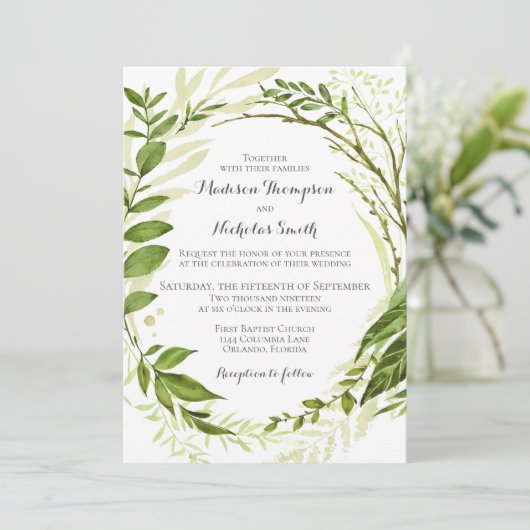 Cartes de Faire-part de mariage vertes (Debout devant)