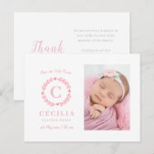 Cartes de faire-part de naissance monogrammes pour (Devant / Derrière)