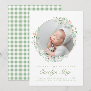 Cartes de Faire-part de naissance photo Pink Green