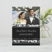 Cartes de Faire-part Elopement Photo Floral Noir (Debout devant)