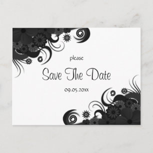 Cartes de Faire-Part Floral Noir et Blanc Gothique