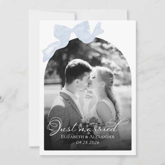 Cartes de Faire-part Mariage mariées | Bleu Bow (Devant)