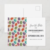 Cartes de faire-part motif macarons parisiens colo (Devant / Derrière)