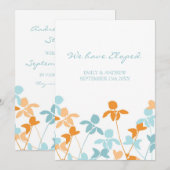 Cartes de Faire-part orange Floral Elopement (Devant / Derrière)