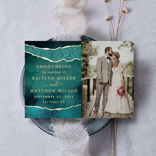 Cartes de Faire-part photo Mariage Agate élégant