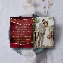 Cartes de Faire-part photo Mariage Agate élégant