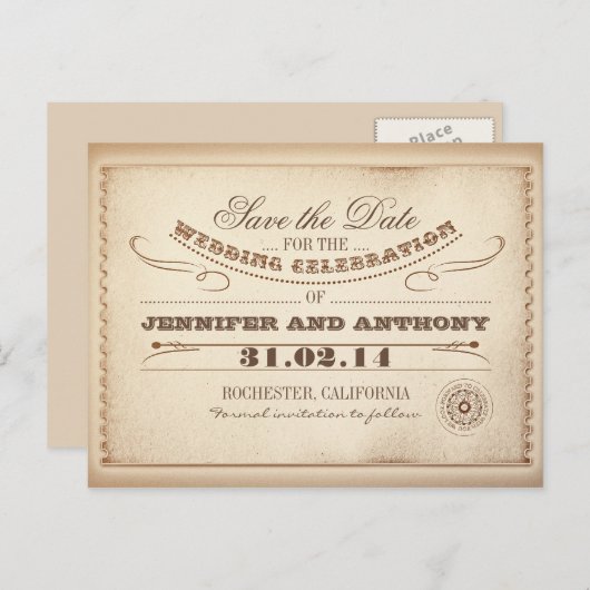 cartes de faire-part rustiques de mariage avec bil (Devant / Derrière)