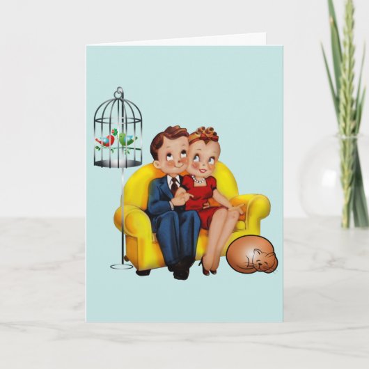 CARTES DE FÉLICITATIONS MARIAGES RETRO COUPLE (Devant)