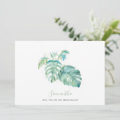 Cartes de femme de chambre Feuille Monstera aquare (Debout devant)