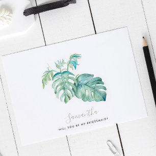 Cartes de femme de chambre Feuille Monstera aquare