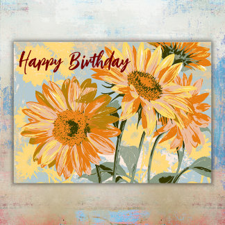 Cartes de Fête d'Anniversaire Jardin Floral Rétro