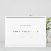 Cartes de fête de bachelor blanches modernes et él (Debout devant)