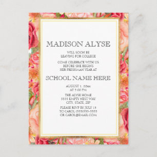 Cartes de fête de malle florale / Roses rouges ros