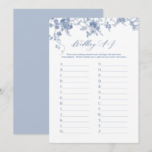 Cartes de Fête des mariées Alphabet Mariage bleu A