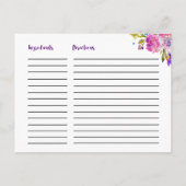 Cartes de Fête des mariées de fleurs violettes et  (Dos)